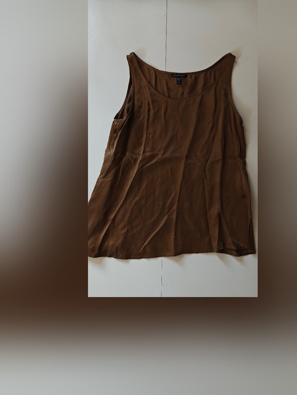Eileen Fisher Bronze Cupro Sleeveless Shell Tunic Top Size Small